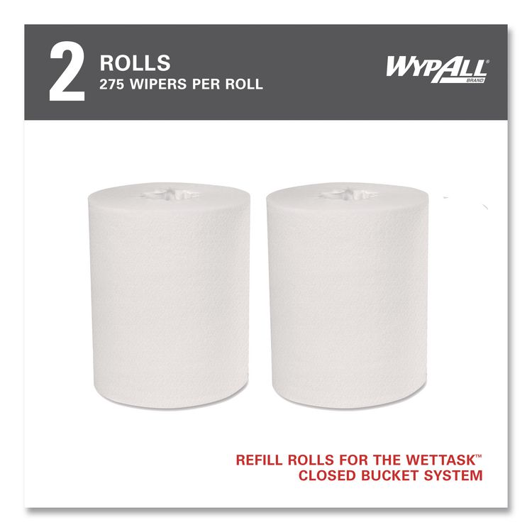 Power Clean Wipers for Solvents WetTask Customizable Wet Wiping System, Wipers Only, 9 x 15, White, 275/Roll, 2 Rolls/Carton
