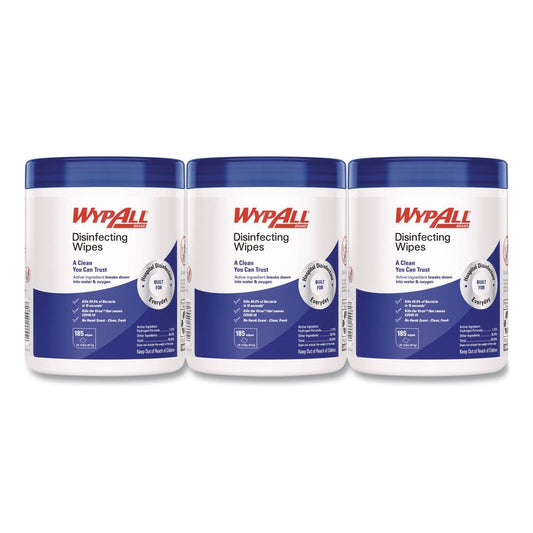 Disinfecting Wipes, 1-Ply, 5.16 x 8.5, Fresh Scent, White, 185 Sheets/Canister, 3 Canisters/Carton
