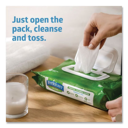 FitRight Select Premium Personal Cleansing Wipes, 8 x 12, Fragrance-Free, White, 48/Pack