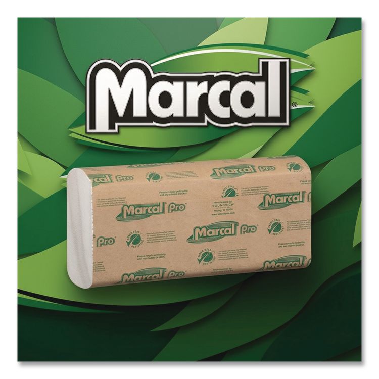 100% Recycled Folded Paper Towels, 1-Ply, 12.88  x 10.13, Natural, 150/Pack, 16 Packs/Carton