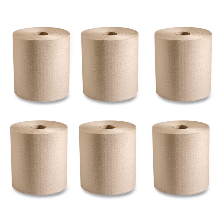 100% Recycled Hardwound Roll Paper Towels, 1-Ply, 7.88" x 800 ft, Natural, 6 Rolls/Carton