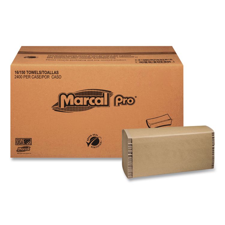 100% Recycled Folded Paper Towels, Multi-Fold, 1-Ply, 9.5 x 9.25, Natural, 250/Pack, 16 Packs/Carton