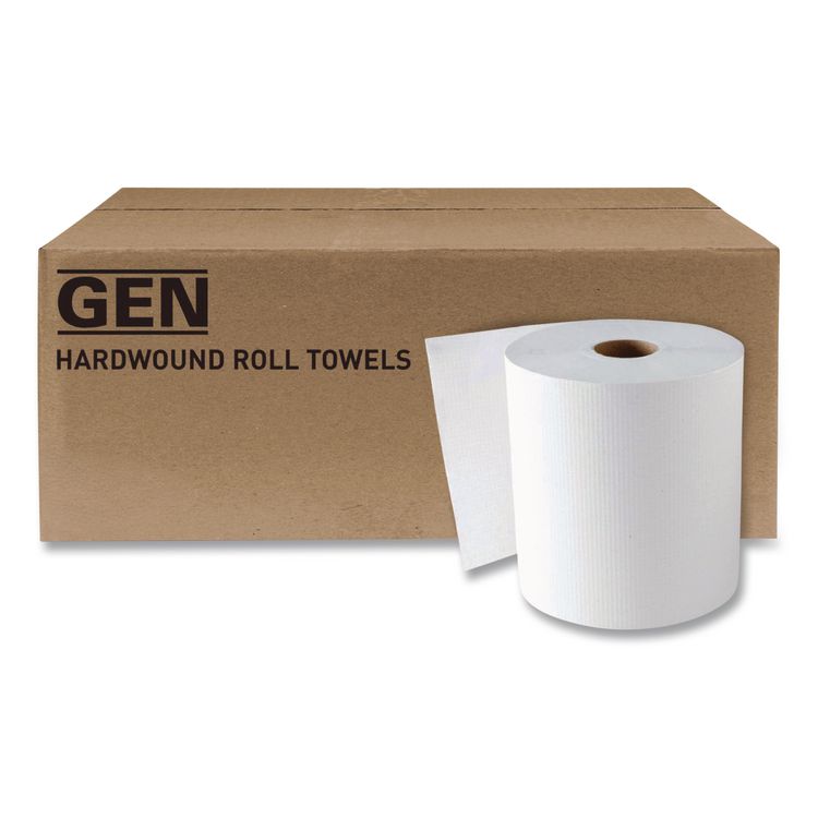 Hardwound Roll Towels, 1-Ply, 8" x 600 ft, White, 12 Rolls/Carton