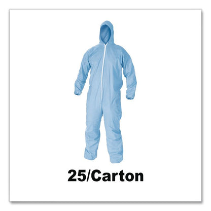A65 Zipper Front Flame-Resistant Hooded Coveralls, Elastic Wrist and Ankles, X-Large, Blue, 25/Carton