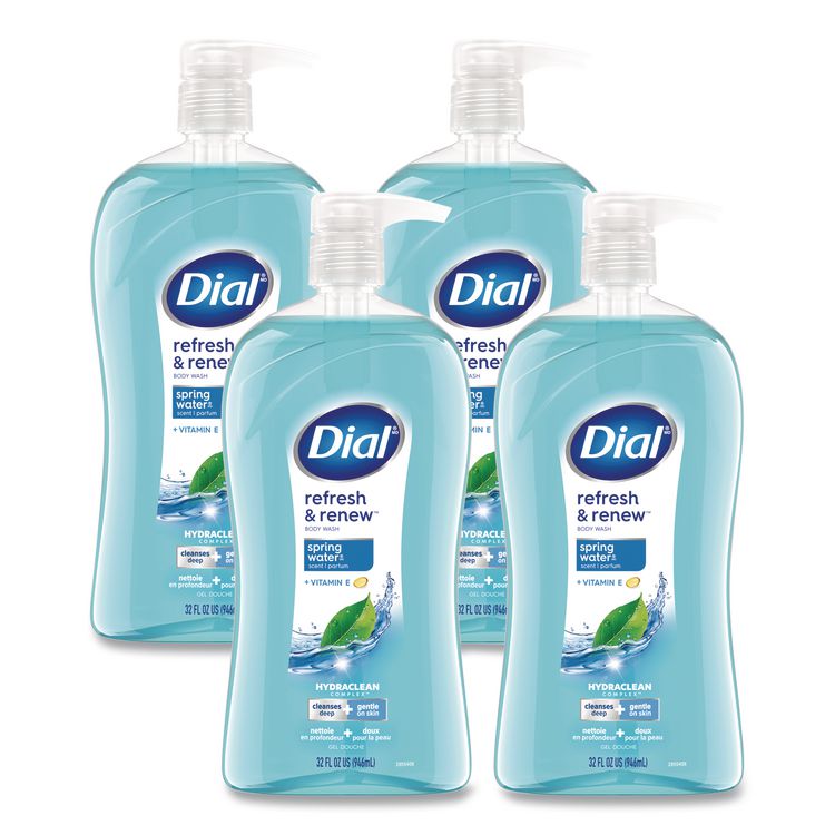 Body Wash, Spring Water Scent, 32 oz, 4/Carton