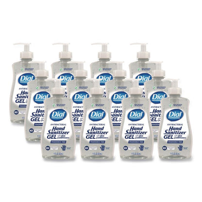 Gel Antibacterial Hand Sanitizer, 11 oz Pump Bottle, Fragrance-Free, 12/Carton