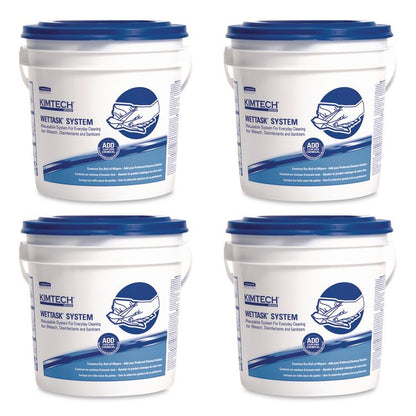WetTask Customizable Wet Wiping System Bucket, White/Blue, 4/Carton