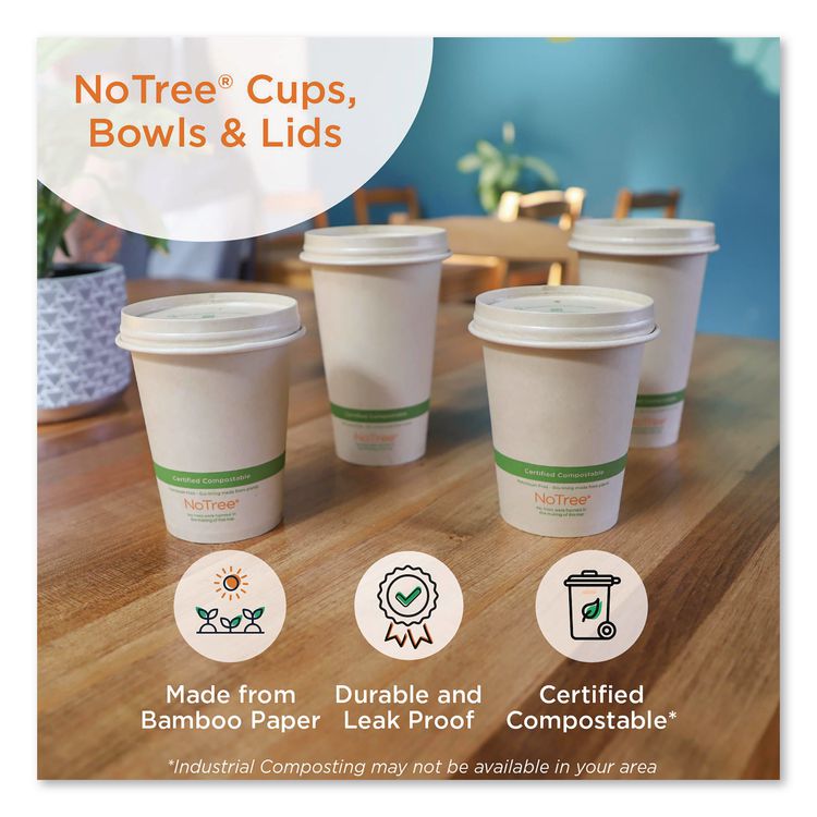 NoTree Paper Hot Cups, 10 oz, Natural, 1,000/Carton