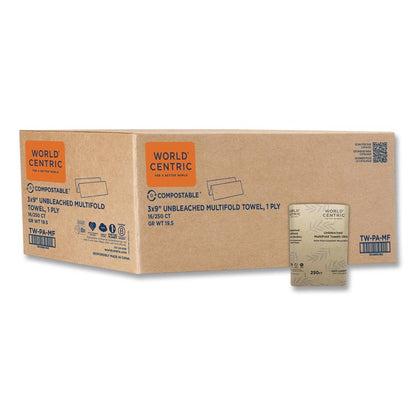 100% PCW Recycled Paper Towels, 1-Ply, 9 x 9, Natural, 250/Pack, 16 Packs/Carton