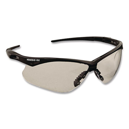 Nemesis Readers Safety Glasses, 2.5+ Diopter, Black Half Frame, Clear Dual Lens