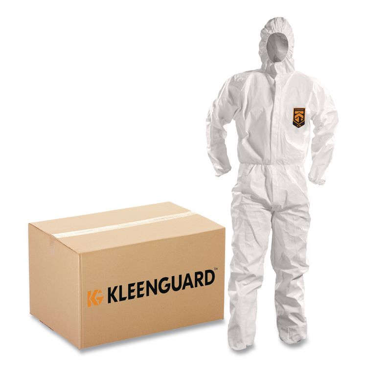 A50 Breathable Splash and Particle Protection Overalls, Zip Front, Hood, Elastic Wrists/Ankles, White, 2X-Large, 25/Carton