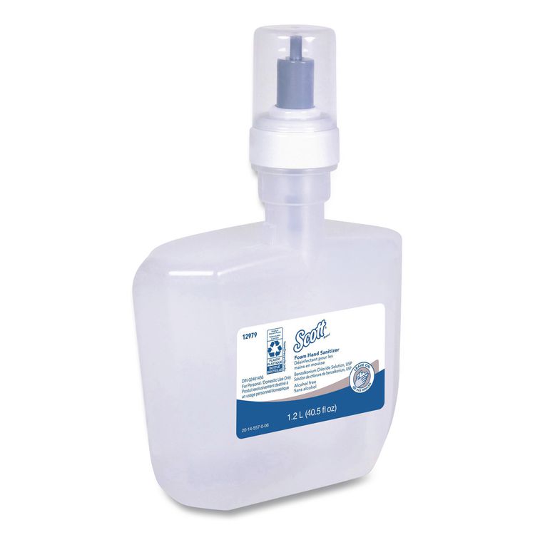 Essential Alcohol-Free Foam Hand Sanitizer, 1,200 mL Cassette, Unscented, 2/Carton