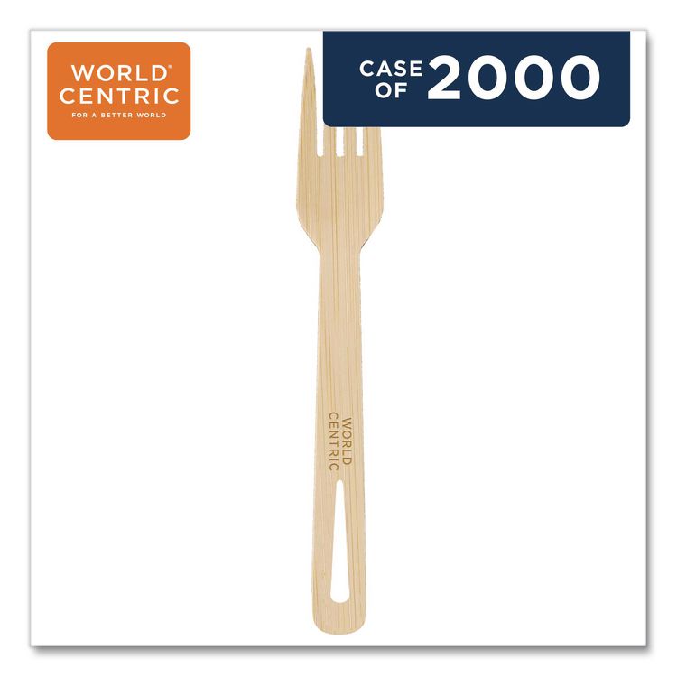 Bamboo Cutlery, Fork, Paper, Natural, 2,000/Carton