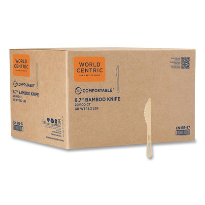 Bamboo Cutlery, Knife, Paper, Natural, 2,000/Carton