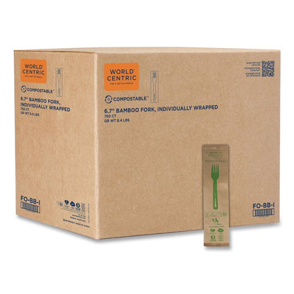 Bamboo Cutlery, Fork, Paper, Natural, 750/Carton