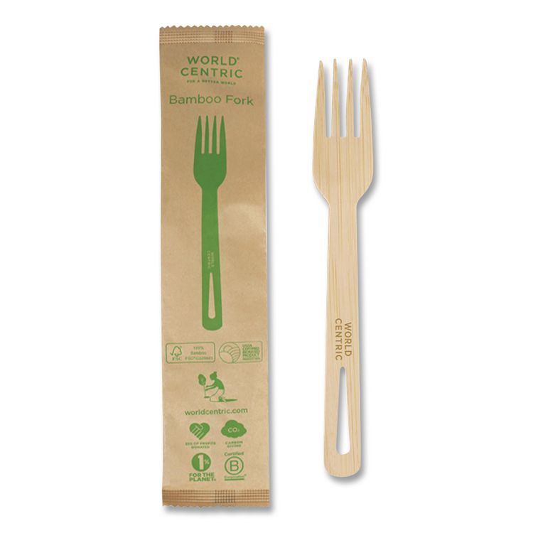 Bamboo Cutlery, Fork, Paper, Natural, 750/Carton