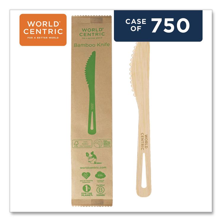 Bamboo Cutlery, Knife, Paper, Natural, 750/Carton