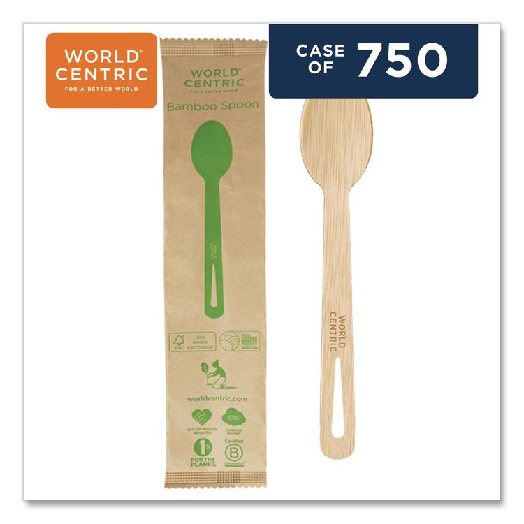 Bamboo Cutlery, Spoon, Paper, Natural, 750/Carton