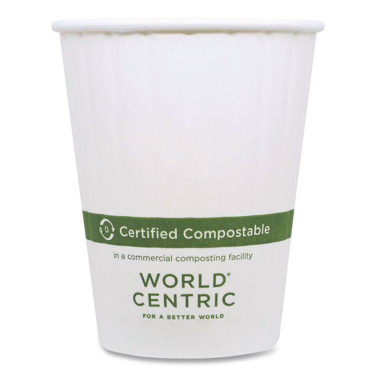 Double Wall Paper Hot Cups, 12 oz, White, 1,000/Carton