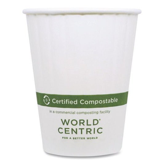 Double Wall Paper Hot Cups, 12 oz, White, 1,000/Carton