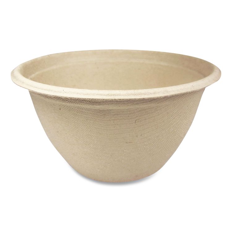 Fiber Barrel Bowls, 12 oz, 4.5" Diameter x 2.5" h, Natural, Paper, 500/Carton