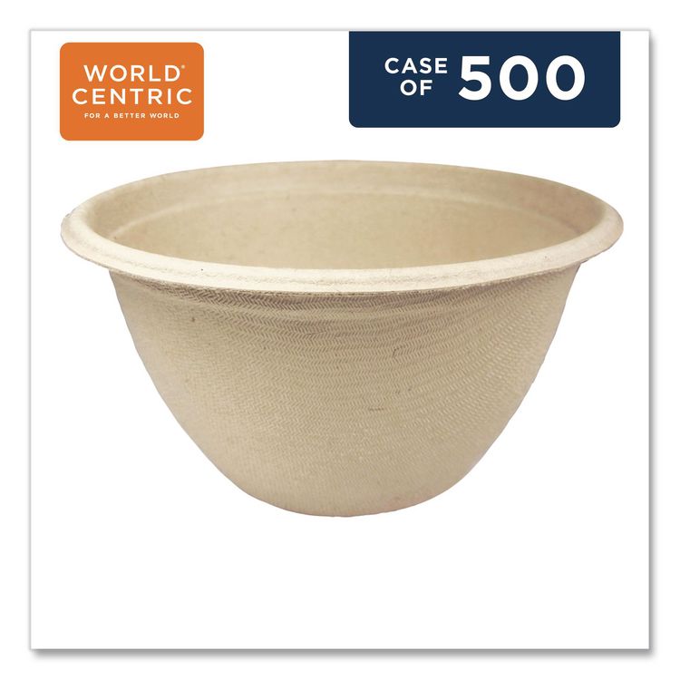Fiber Barrel Bowls, 12 oz, 4.5" Diameter x 2.5" h, Natural, Paper, 500/Carton