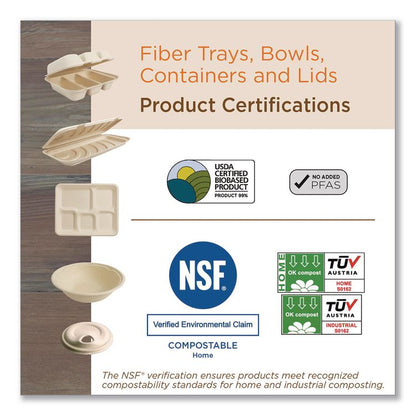Fiber Barrel Bowls, 8 oz, 4.5" diameter x 1.8" h, Natural, Paper, 500/Carton