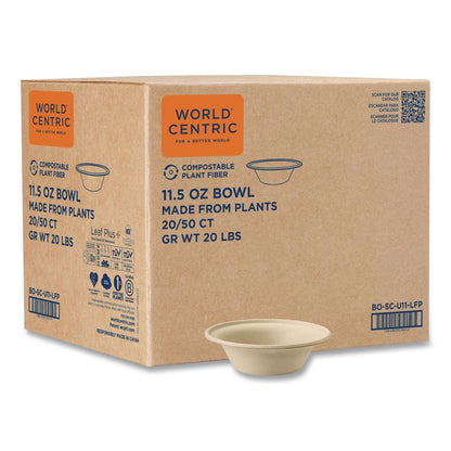 Fiber Bowls, 11.5 oz, 6 x 6 x 1.7, Natural, Paper, 1,000/Carton