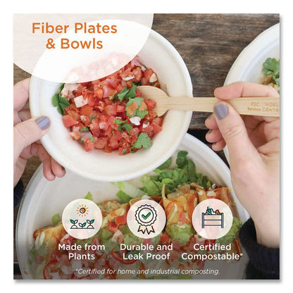 Fiber Bowls, 11.5 oz, 6 x 6 x 1.7, Natural, Paper, 1,000/Carton