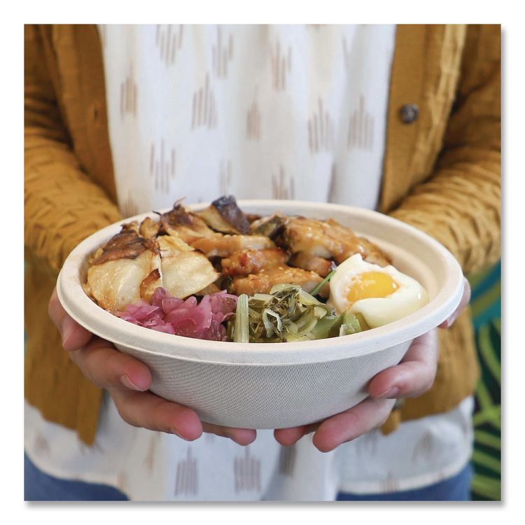 Fiber Bowls, 24 oz, 7.4 x 7.4 x 2.3, Natural, Paper, 500/Carton