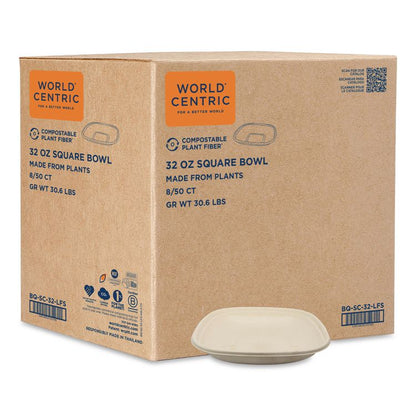 Fiber Bowls, 32 oz, 8.3 x 8.3 x 1.8, Natural, Paper, 400/Carton