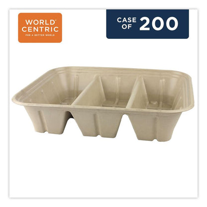 Fiber Catering Pans, 3 Compartments, 10.3 x 2.8 x 12.8, Paper, Natural, 200/Carton