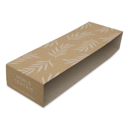 Fiber Container Sleeves, World Centric Leaf Design, 7.5 x 10 x 3.25, Natural, Paper, 800/Carton
