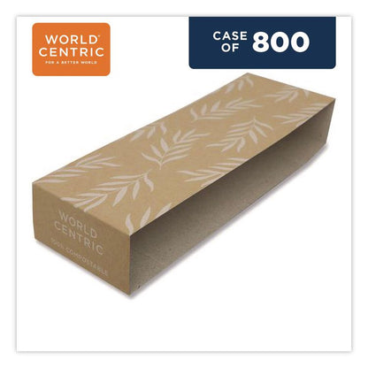 Fiber Container Sleeves, World Centric Leaf Design, 7.5 x 10 x 3.25, Natural, Paper, 800/Carton