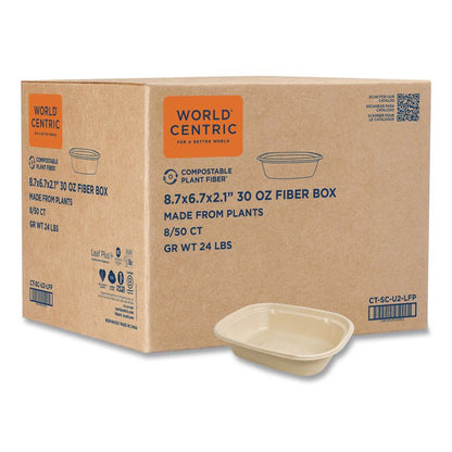 Fiber Containers, 32 oz, 8.7 x 6.5 x 2.1, Natural, Paper, 400/Carton