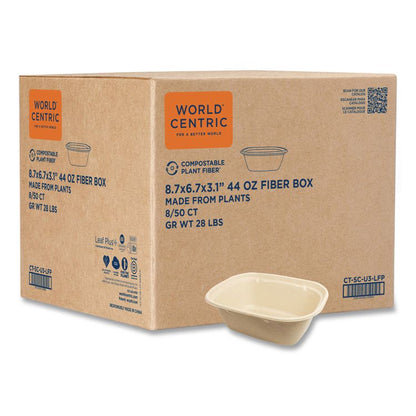 Fiber Containers, 48 oz, 8.7 x 6.5 x 3.1, Natural, Paper, 400/Carton