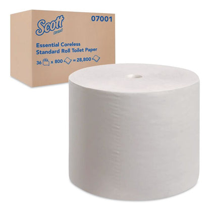 Essential Extra Soft Coreless Standard Roll Bath Tissue, Septic Safe, 2-Ply, White, 800 Sheets/Roll, 36 Rolls/Carton