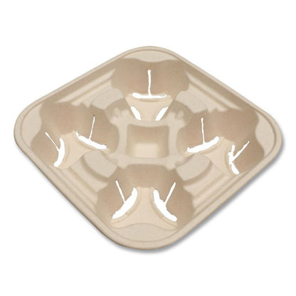 Fiber Cup Carriers, 8 oz to 22 oz, Four Cups, Natural, 600/Carton