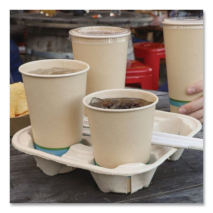 Fiber Cup Carriers, 8 oz to 22 oz, Four Cups, Natural, 600/Carton