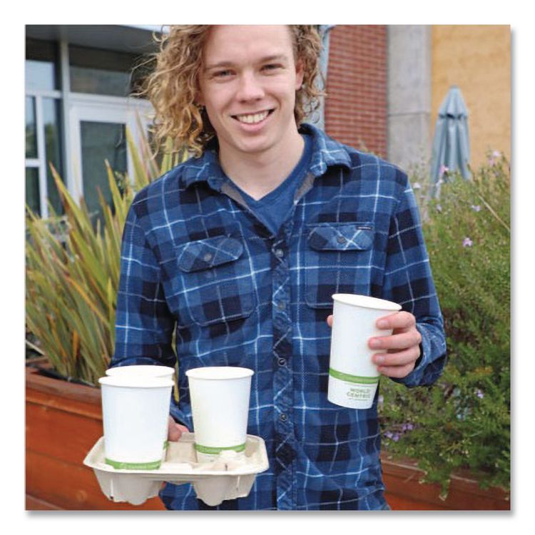 Fiber Cup Carriers, 8 oz to 22 oz, Four Cups, Natural, 600/Carton