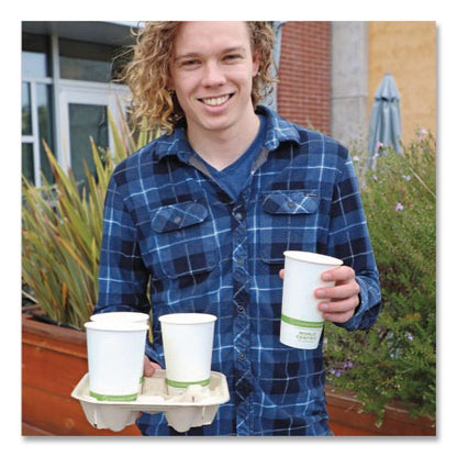 Fiber Cup Carriers, 8 oz to 22 oz, Four Cups, Natural, 600/Carton
