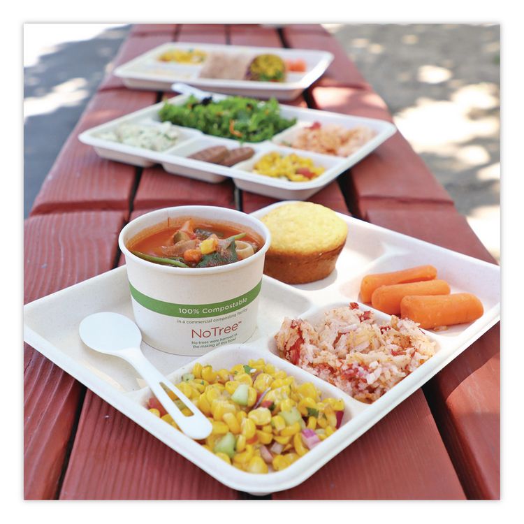 Fiber Foodservice Trays, 5 Compartments, 8.5 x 10.24 x 1.01, Natural, Paper, 400/Carton