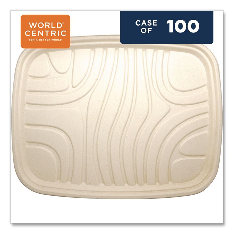 Fiber Foodservice Trays, PLA Lined, PFAS Free, 18 x 14 x 1, Natural, Paper, 100/Carton