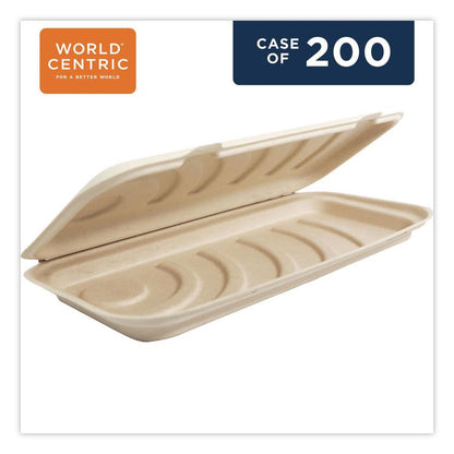 Fiber Hinged Takeout Containers, 13.7 x 6.6 x 1.3, Natural, Paper, 200/Carton