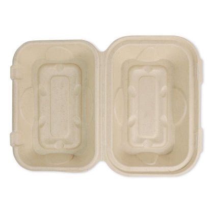 Fiber Hinged Takeout Containers, Hoagie Box, 9.2 x 6.4 x 3.1, Natural, Paper, 500/Carton