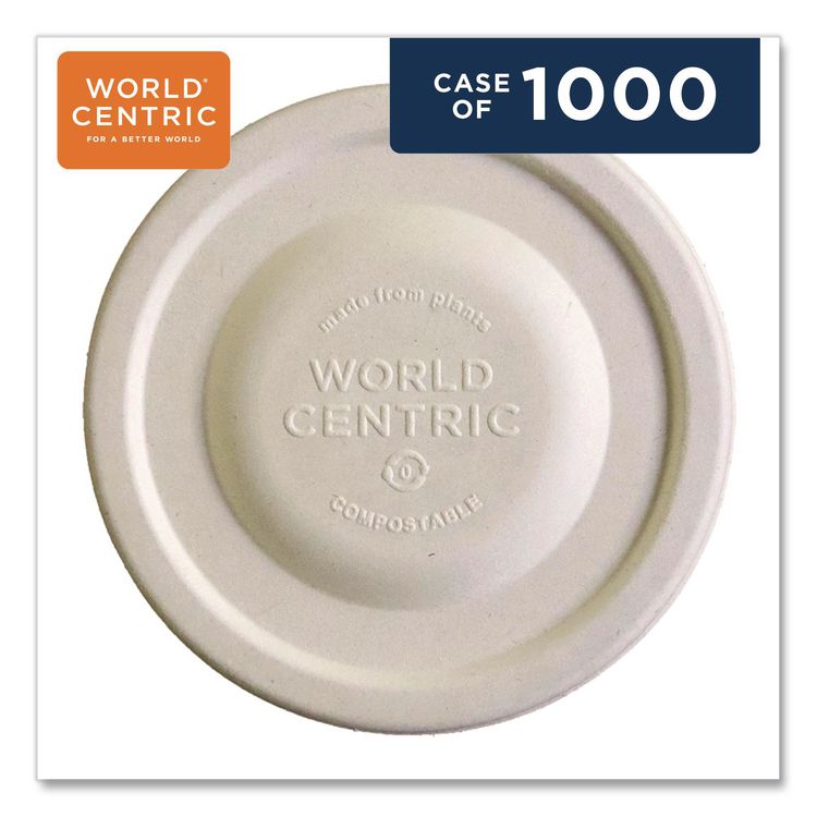 Fiber Lids for Bowls, Fits 12 oz to 32 oz Bowls, 4.7" Diameter x 0.4" h, Natural, Paper, 1,000/Carton