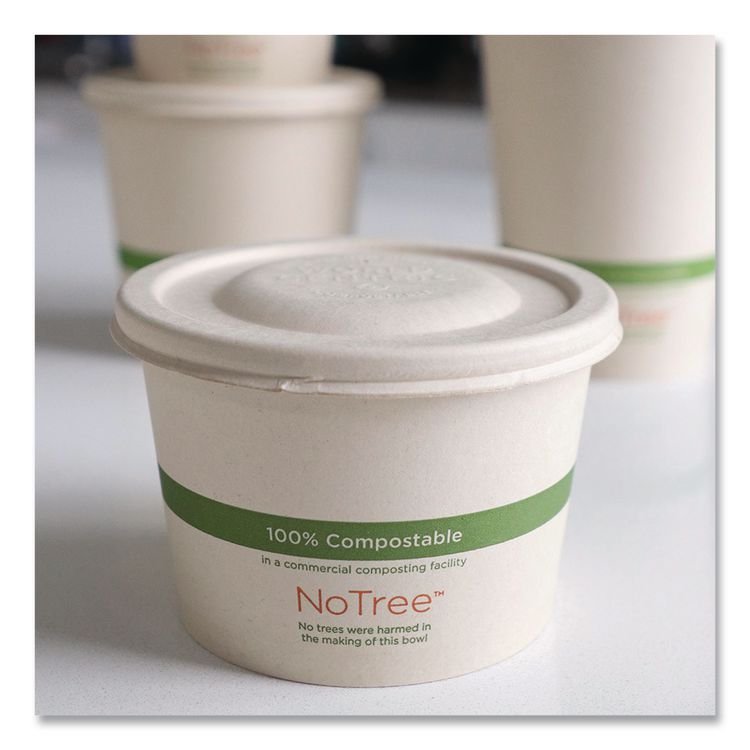 Fiber Lids for Bowls, Fits 12 oz to 32 oz Bowls, 4.7" Diameter x 0.4" h, Natural, Paper, 1,000/Carton