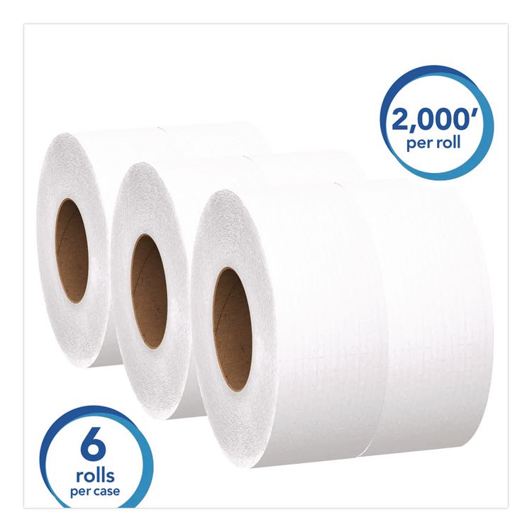 Essential JRT Extra Long Bathroom Tissue, Septic Safe, 2-Ply, 3.55" x 2,000 ft, White, 6 Rolls/Carton