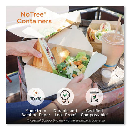 No Tree Folded Takeout Containers, 95 oz, 6.5 x 8.7 x 3.5, Natural, Sugarcane, 160/Carton