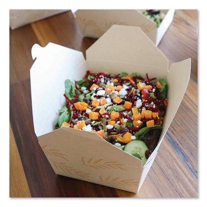 No Tree Folded Takeout Containers, 95 oz, 6.5 x 8.7 x 3.5, Natural, Sugarcane, 160/Carton